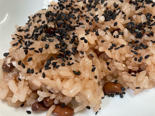 ささげを使ったお赤飯 美しい赤色